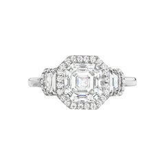 2.24ct. Asscher Cut GIA Diamond Halo and Platinum Engagement Ring