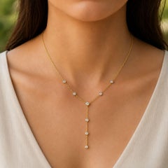 2.24ct Brilliant Natural Diamond Y Chain Necklace in 14 Karat Yellow Gold
