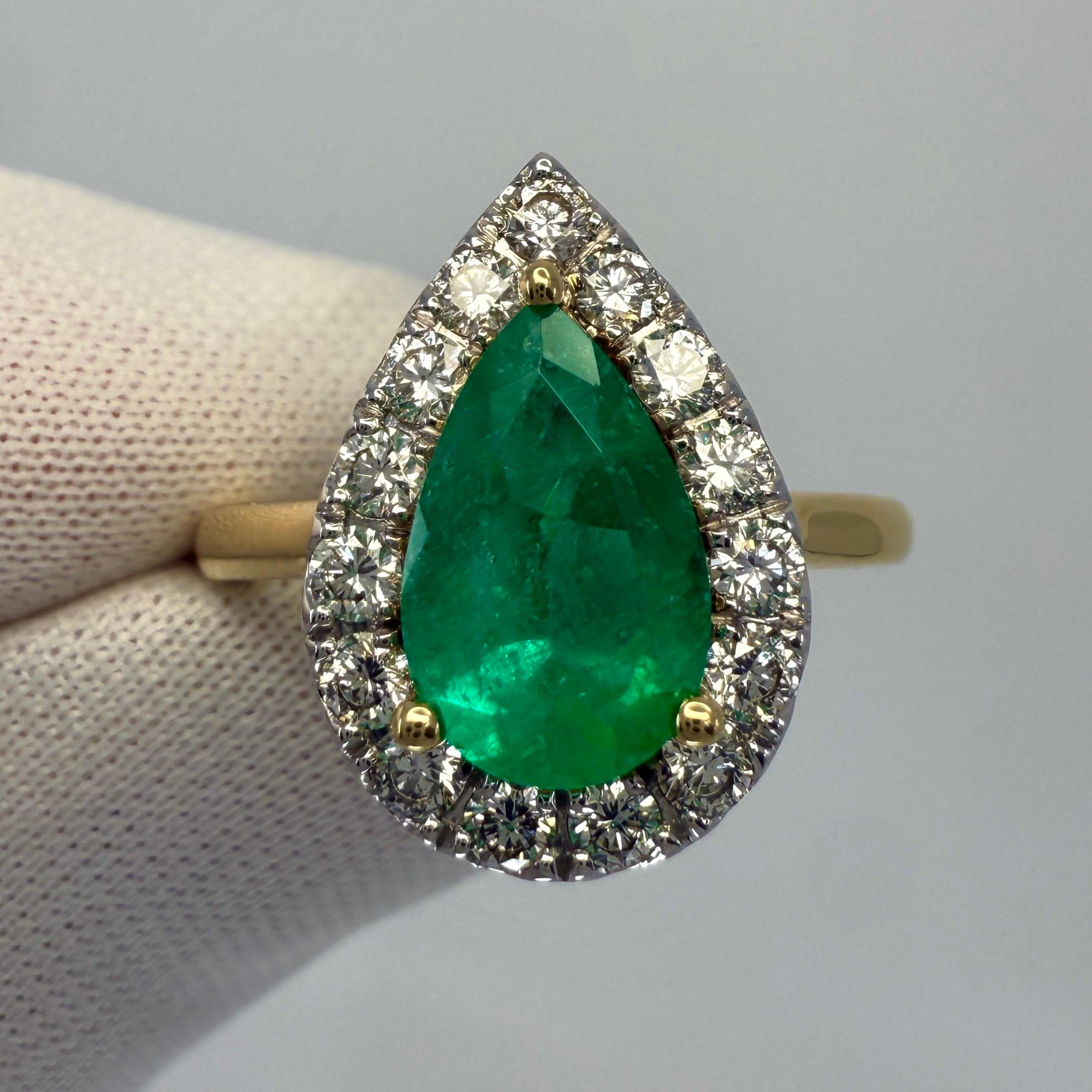 2,24ct GIA zertifiziert kolumbianischen Smaragd & Diamant 18k Gelb Weißgold Halo Ring im Angebot 5