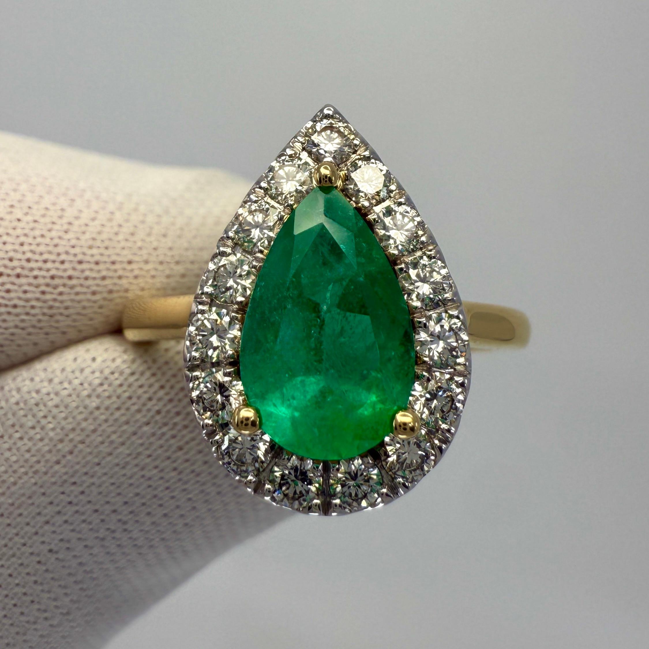 2,24ct GIA zertifiziert kolumbianischen Smaragd & Diamant 18k Gelb Weißgold Halo Ring im Zustand „Neu“ im Angebot in Birmingham, GB