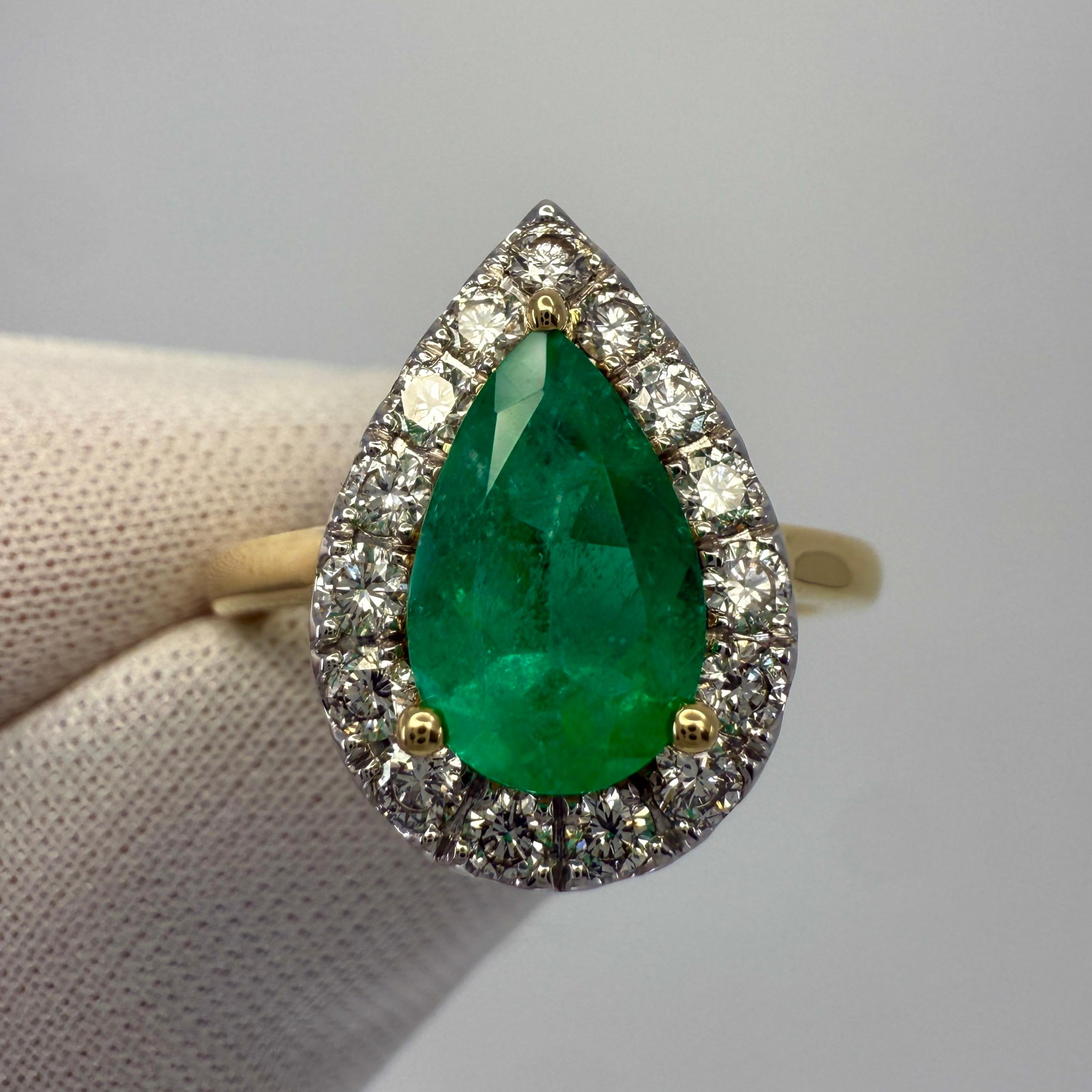 2,24ct GIA zertifiziert kolumbianischen Smaragd & Diamant 18k Gelb Weißgold Halo Ring im Angebot 1