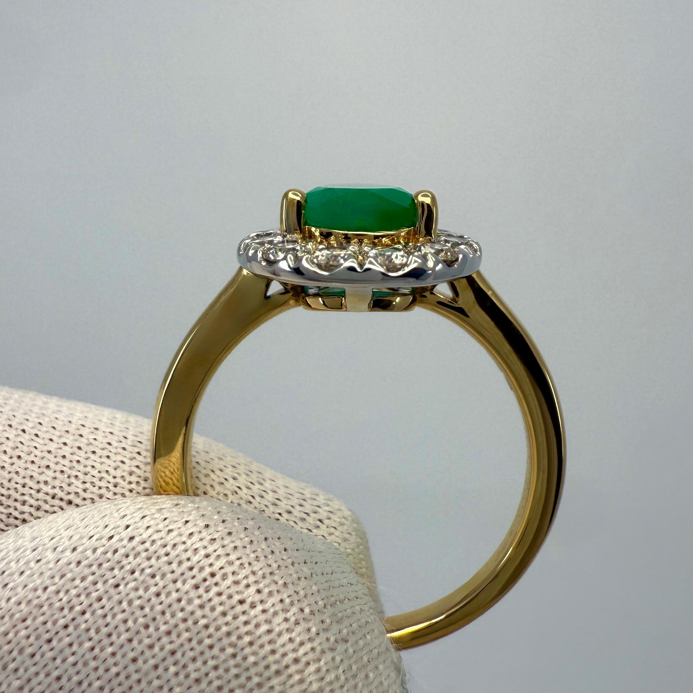 2,24ct GIA zertifiziert kolumbianischen Smaragd & Diamant 18k Gelb Weißgold Halo Ring im Angebot 2