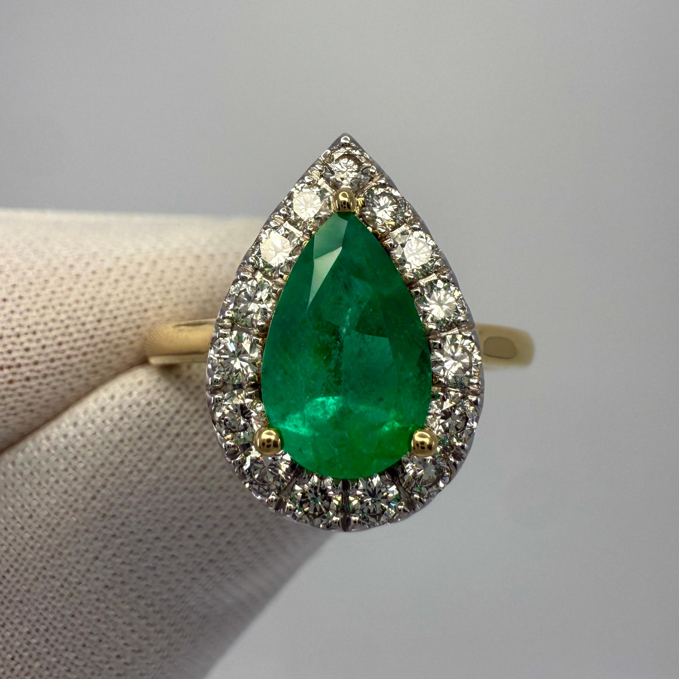 2,24ct GIA zertifiziert kolumbianischen Smaragd & Diamant 18k Gelb Weißgold Halo Ring im Angebot 3