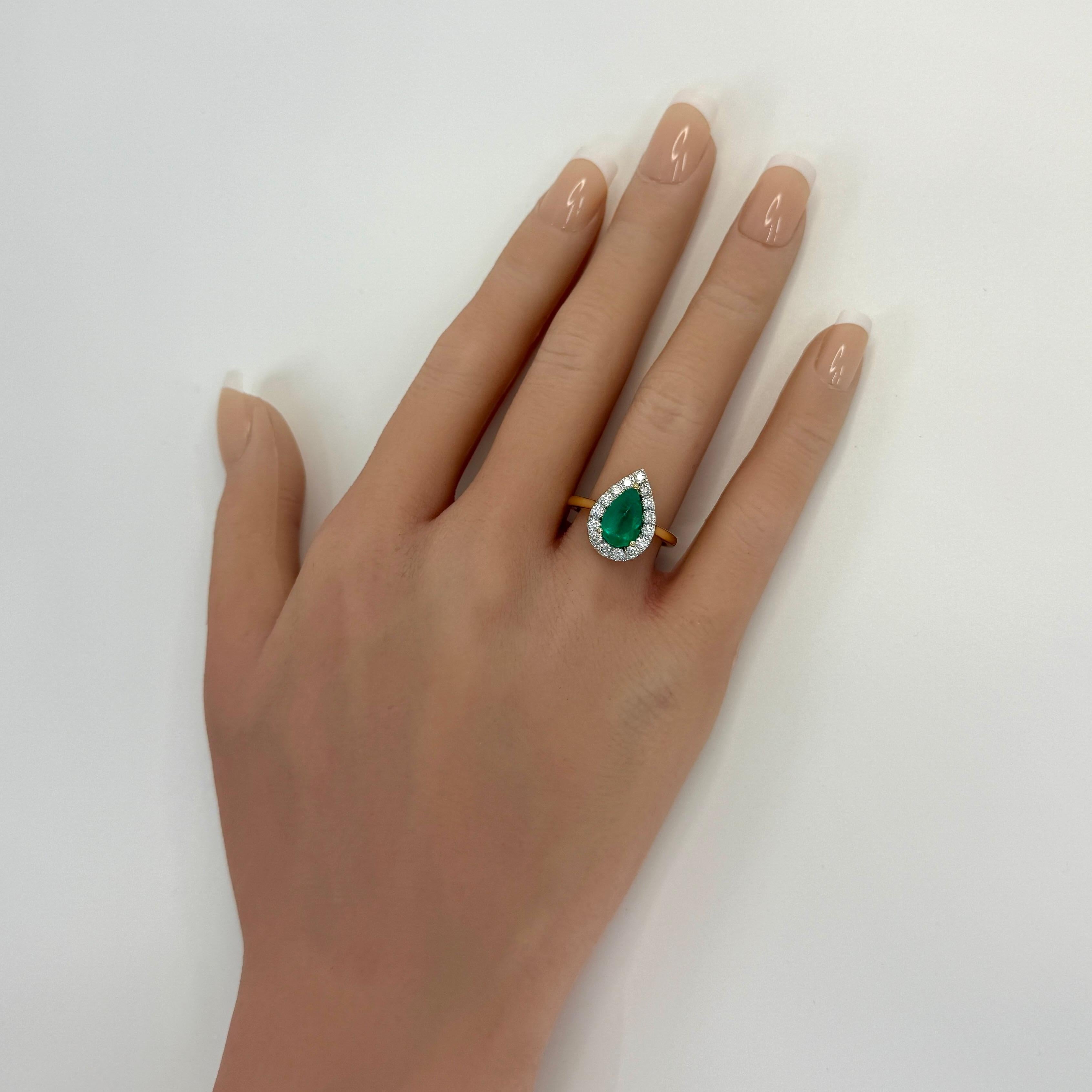 2,24ct GIA zertifiziert kolumbianischen Smaragd & Diamant 18k Gelb Weißgold Halo Ring im Angebot 4