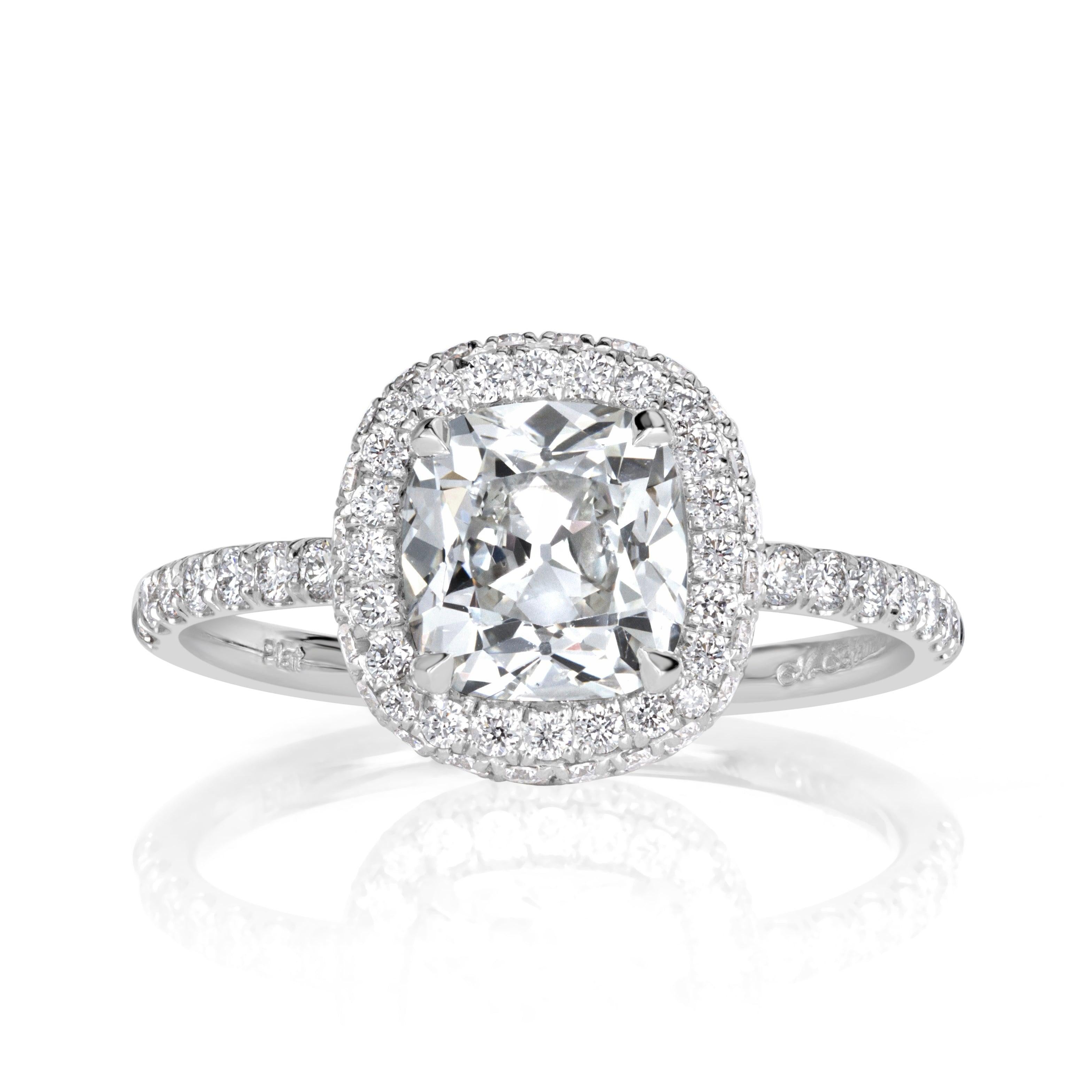 2.24ct Old Mine Cut Diamond Engagement Ring For Sale