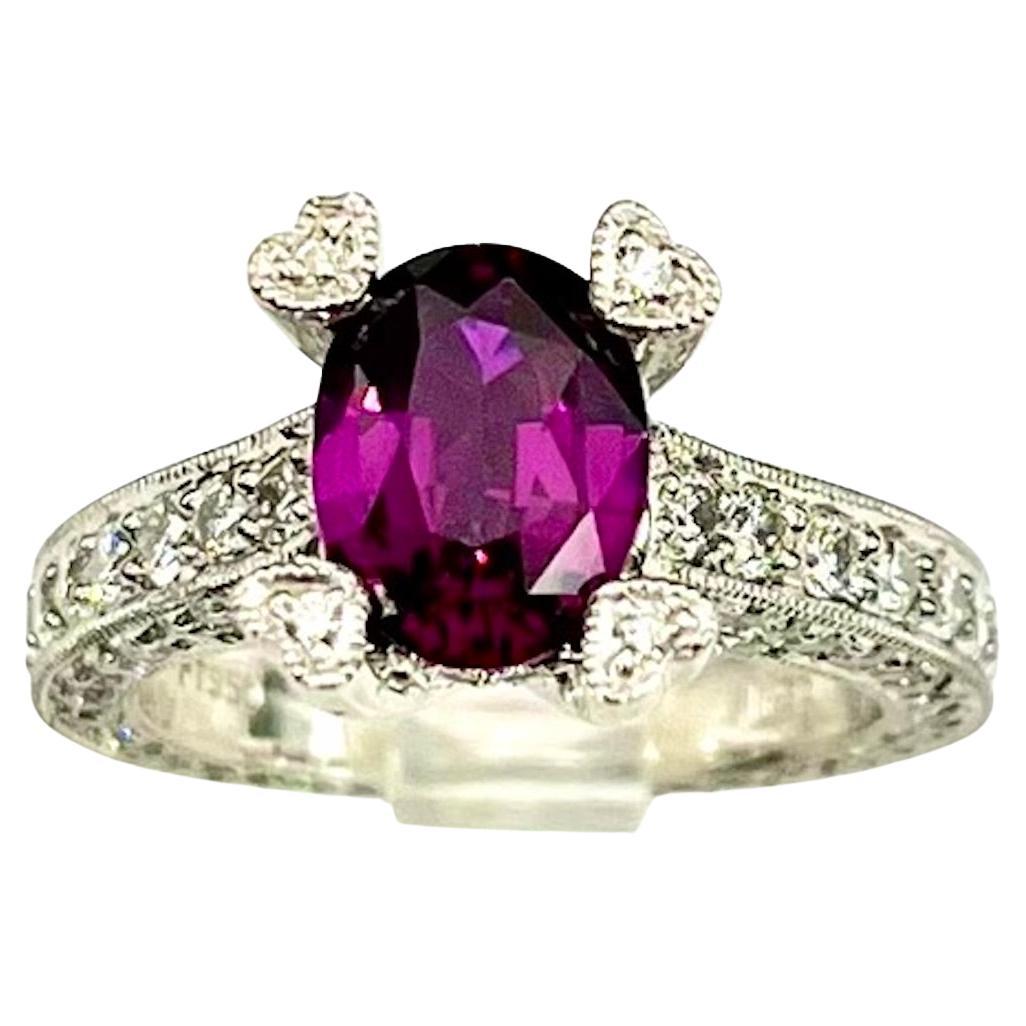 2.24Ct Oval Shape Fuchsia Pink Color Natural Sapphire Ring For Sale