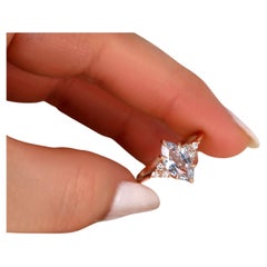 2.24ct Petite Meadow 14kt Rose Gold Cornflower Sapphire Diamond Three Stone Ring