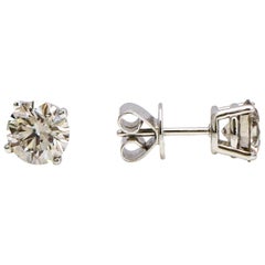 2.25 Carat 14 Karat White Gold Light Brown Diamond Stud Earrings