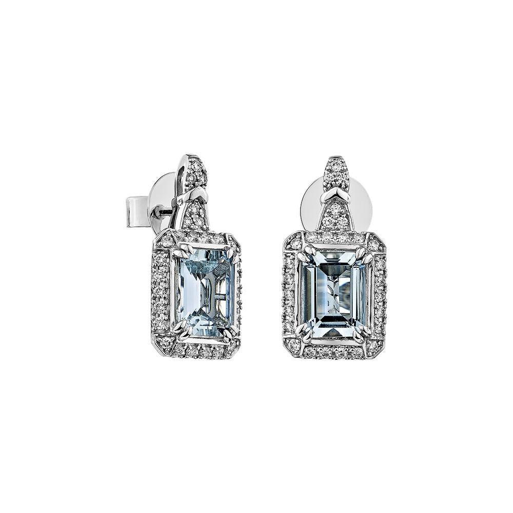 This collection features an array of Aquamarines with an icy blue hue that is as cool as it gets! Accented with Diamonds these Stud Earrings are made in White Gold and present a classic yet elegant look. 

Aquamarine Stud Earring in 18Karat White