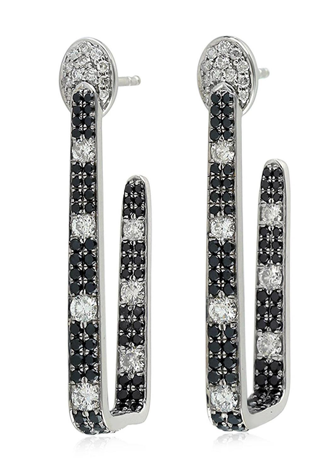 diamond rectangle hoop earrings