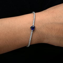 2,25 Karat Blauer Saphir 3,18 Karat SI/H Diamantarmband 18 Karat Weißgold
