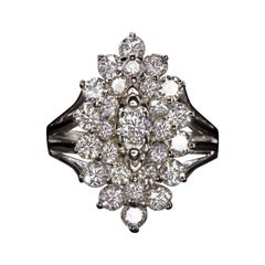 2.25 Carat Cluster Ring Statement Cocktail White Gold Marquise Ring