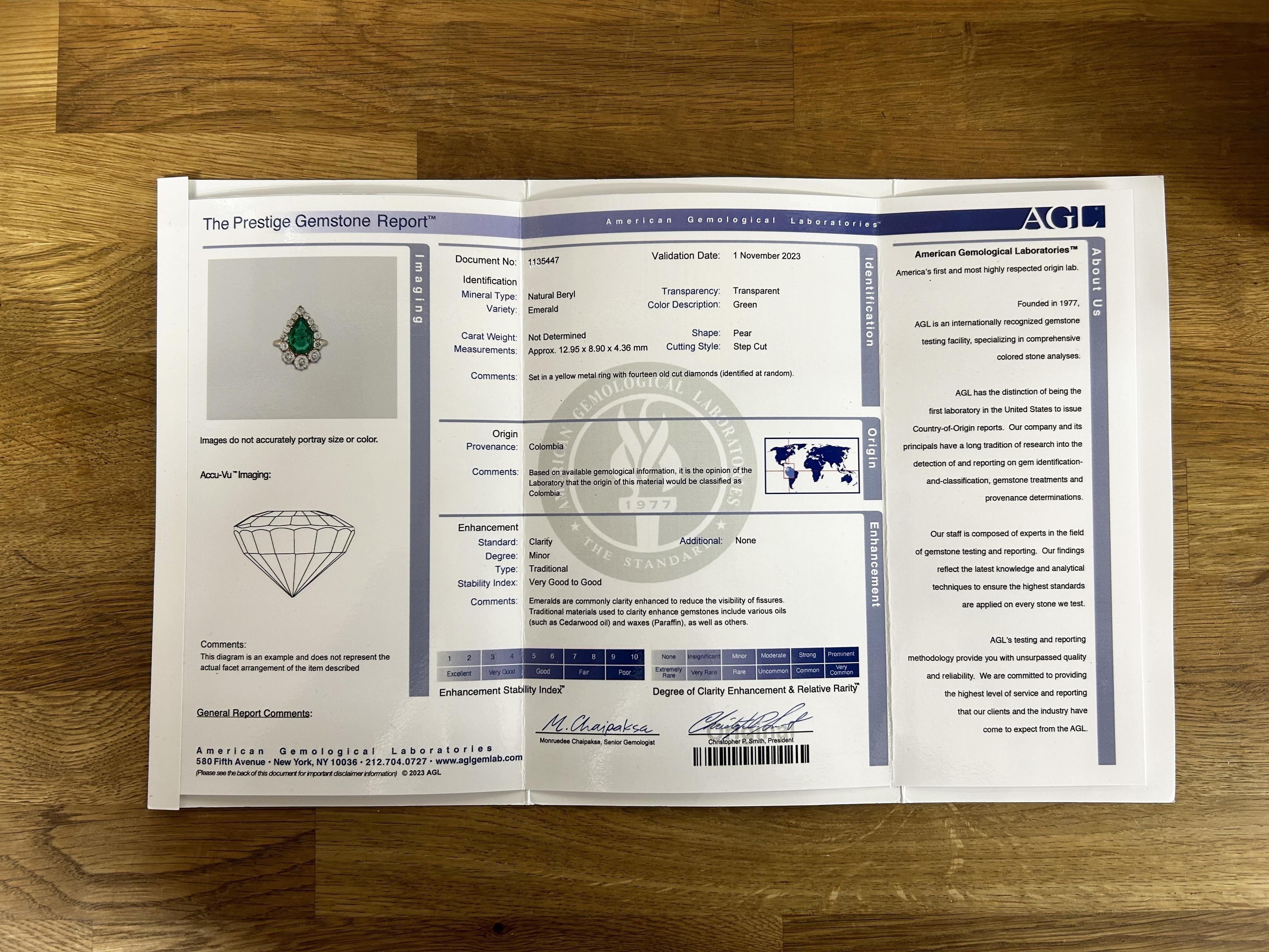2.25 Karat kolumbianischer Smaragd- und Diamant-Cluster-Ring im Angebot 1