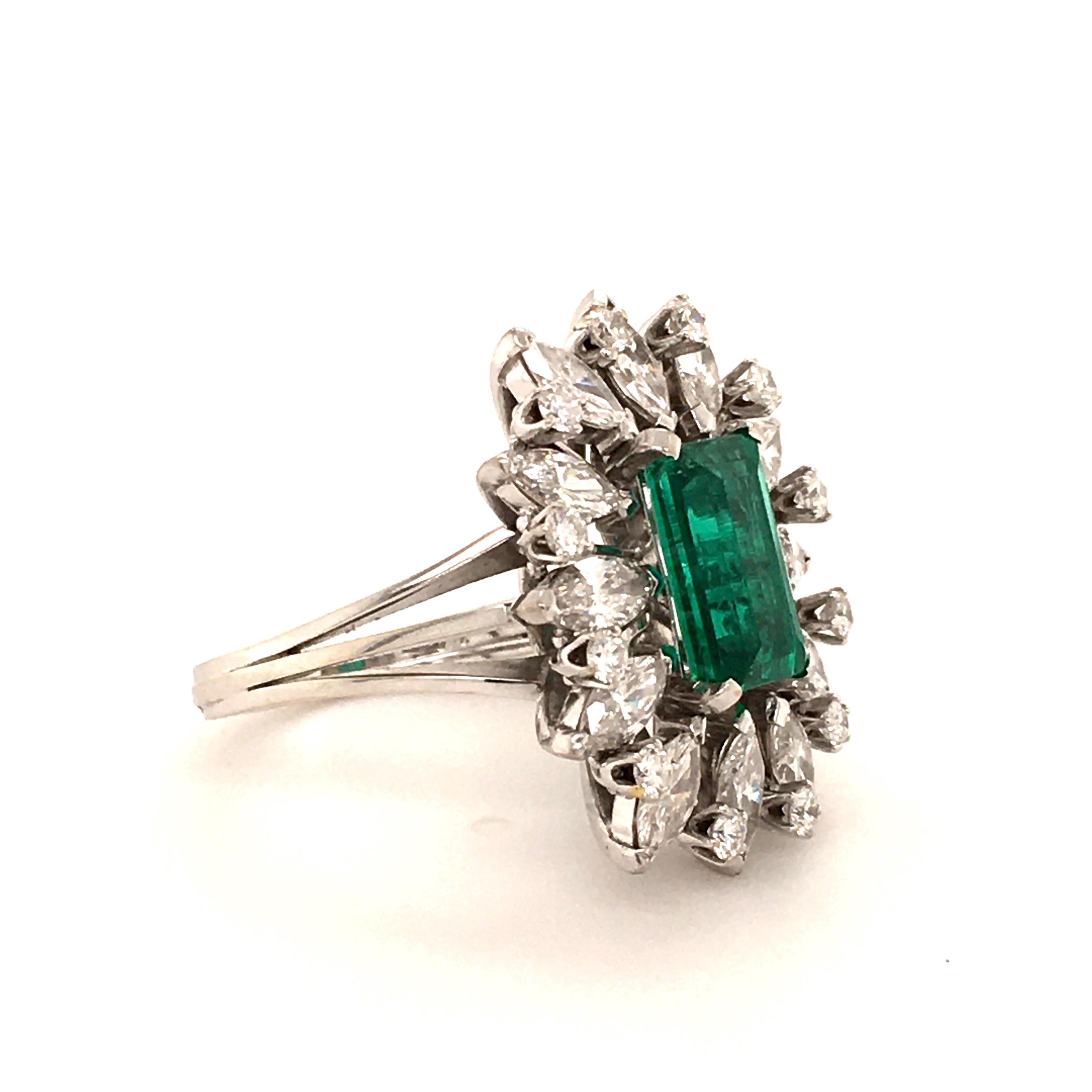 2.25 Carat Colombian Emerald and Diamond Ring in 18 Karat White Gold 2