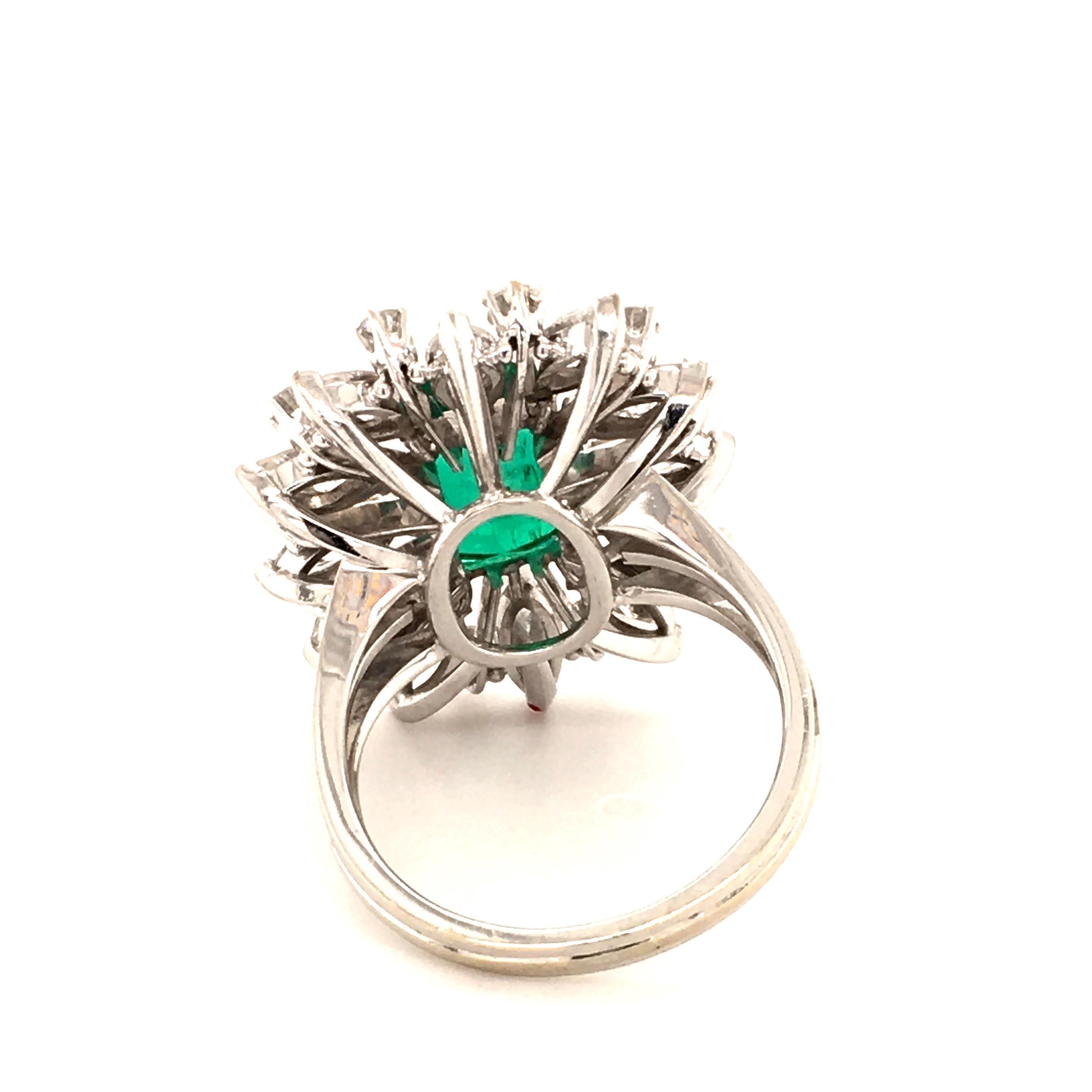 2.25 Carat Colombian Emerald and Diamond Ring in 18 Karat White Gold 3