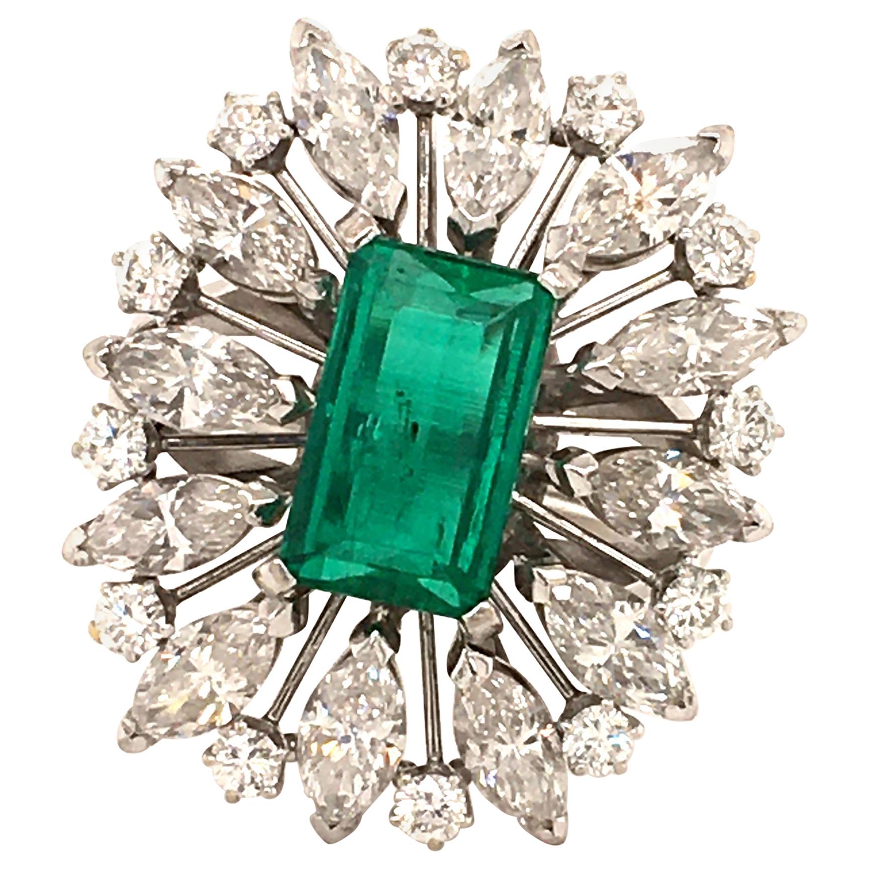 2.25 Carat Colombian Emerald and Diamond Ring in 18 Karat White Gold