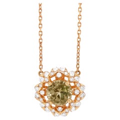 2.25 Carat Color Natural Changing Anatolite and Diamond Fashion Necklace
