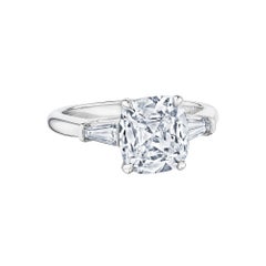 2.25 Carat Cushion Cut Diamond Platinum Handmade Engagement Ring