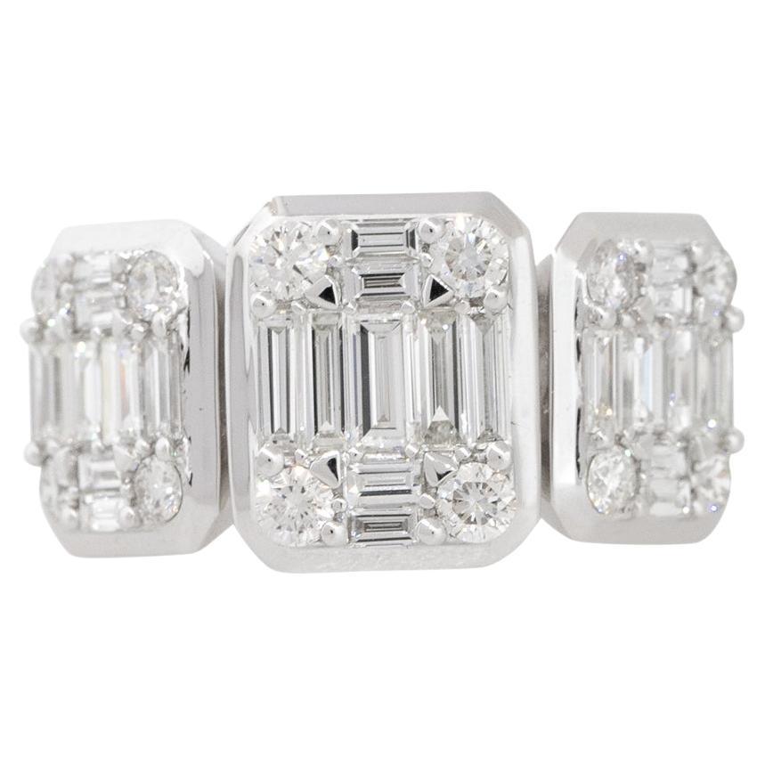 Bague mosaïque à 3 stations avec diamant de 2,25 carats 18 carats En stock