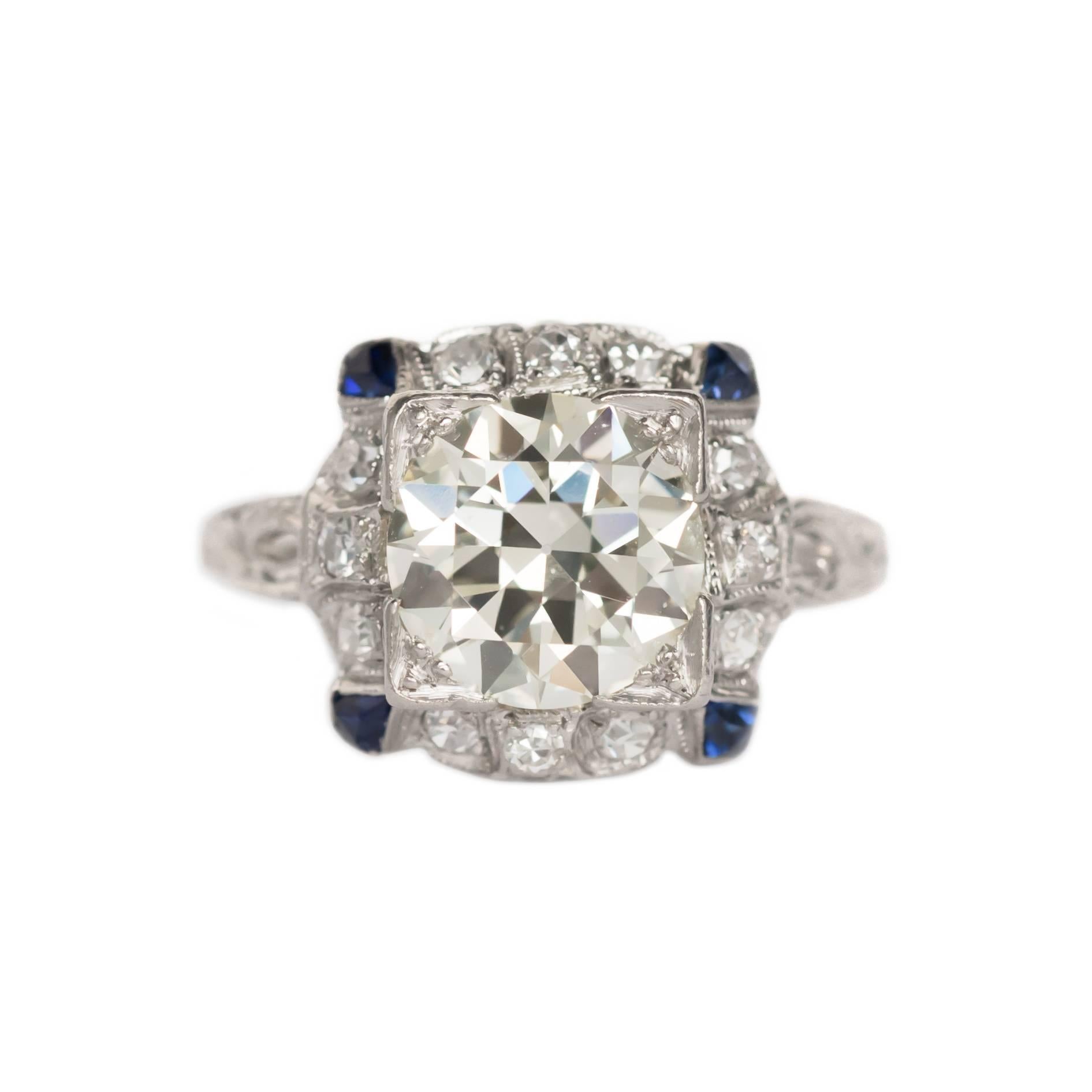 2.25 Carat Diamond and Sapphire Platinum Engagement Ring