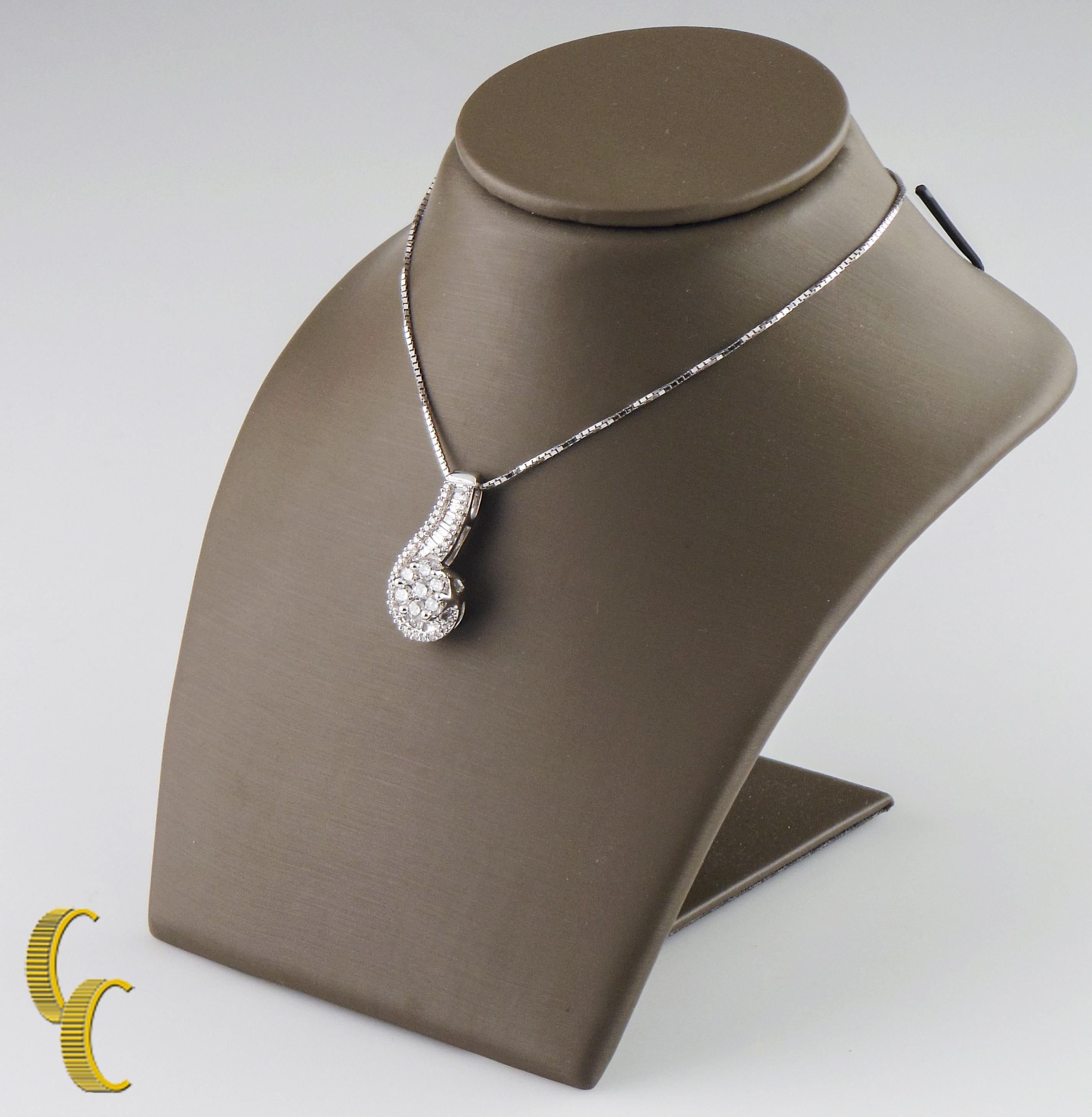 Women's 2.25 Carat Diamond Asymmetrical Pendant 14 Karat White Gold with Chain
