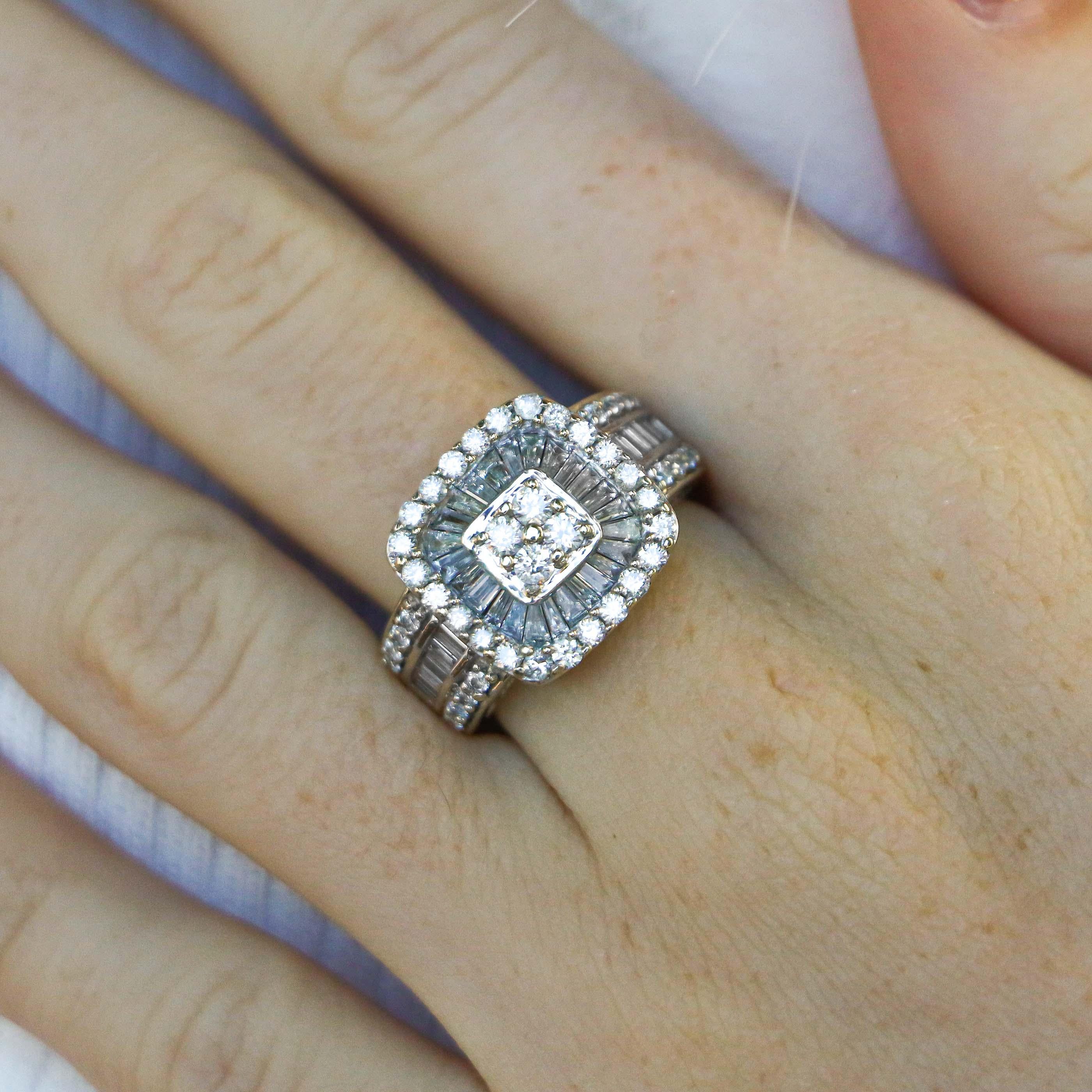 Round Cut 2.25 Carat Diamond Cluster Ring For Sale