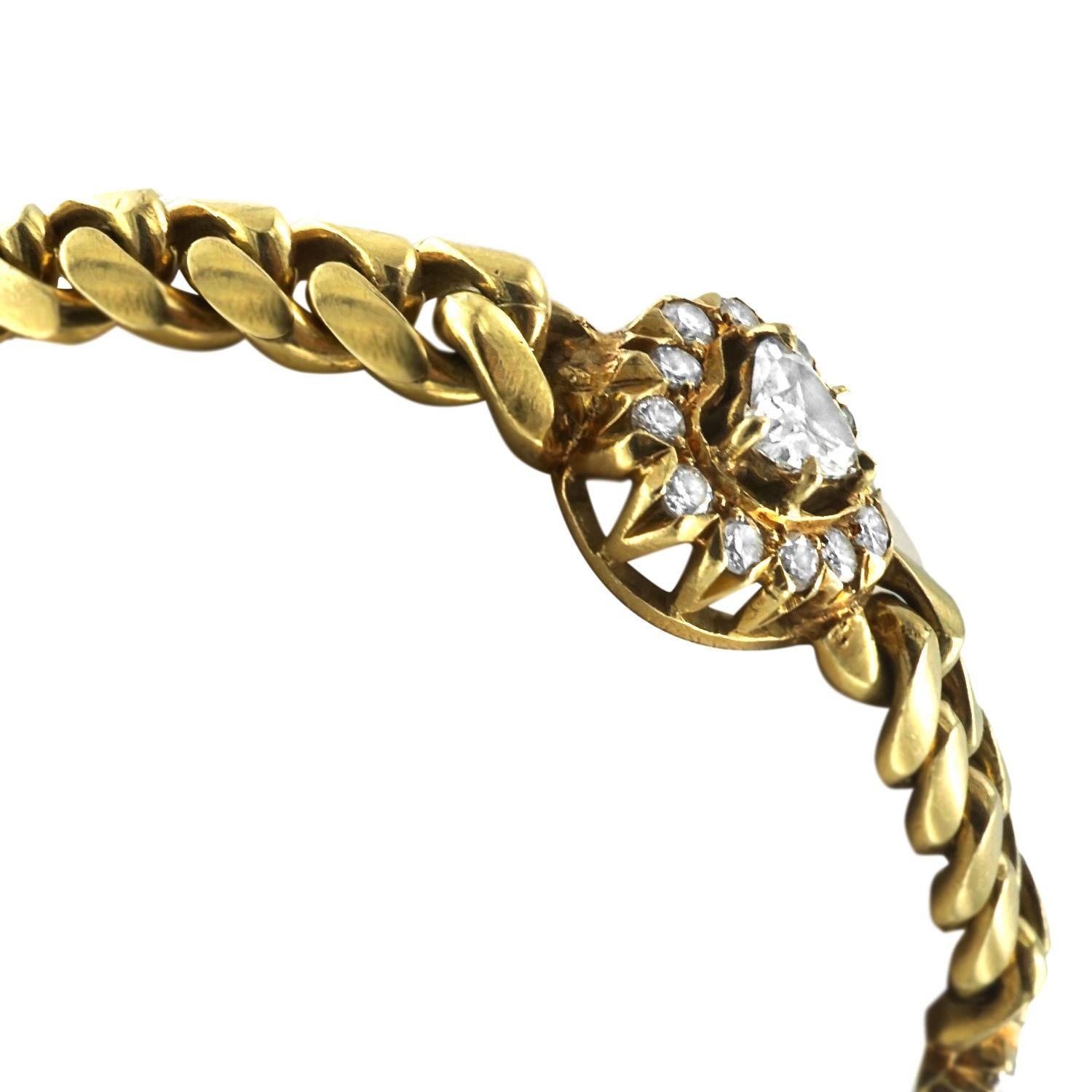 Pulsera de oro de 18 quilates y corazón de diamantes de 2,25 quilates en Excelente estado para la venta en New York, NY