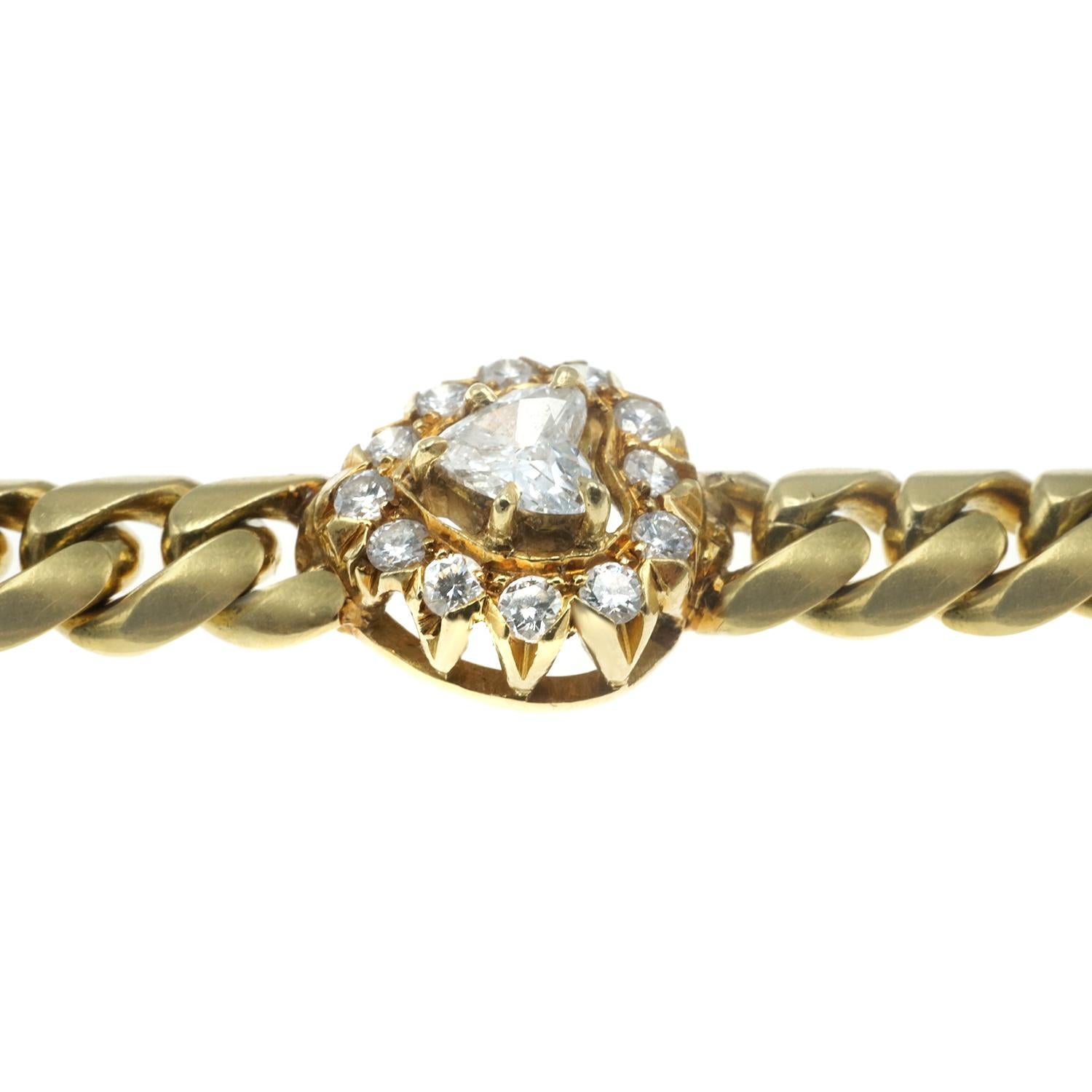 De las mujeres Pulsera de oro de 18 quilates y corazón de diamantes de 2,25 quilates en venta
