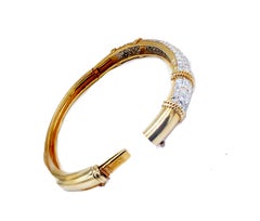 Bracelet jonc pavé de diamants 225 carats VS F-G, jaune 18 carats