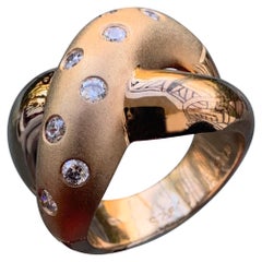 2.25 Carat Diamond Pave Twist Ring, 10 Karat, Vintage Ben Dannie Original Design