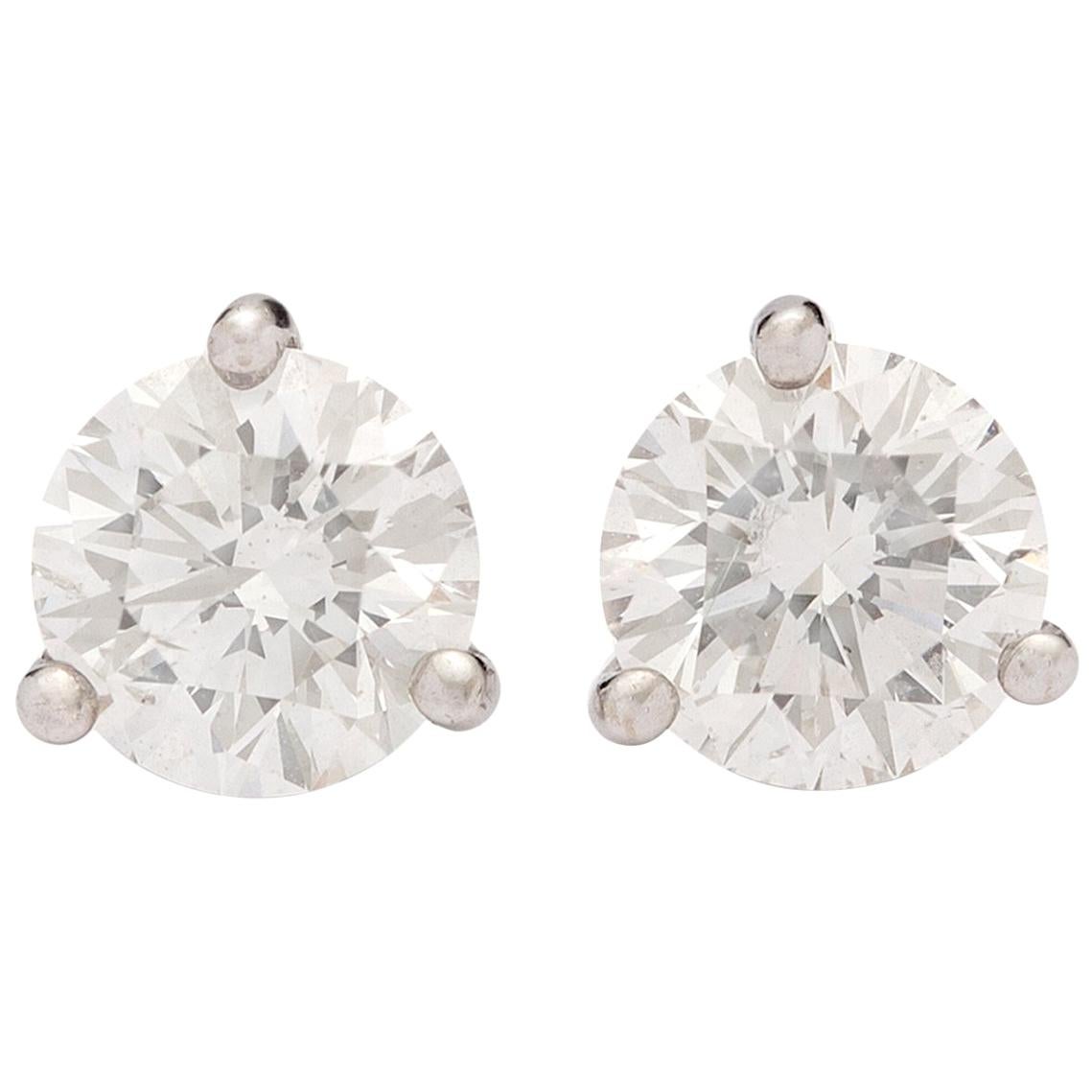 2.25 Carat Diamond Stud Earrings in Platinum Martini Setting