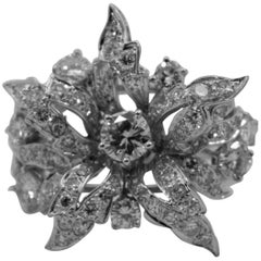 2.25 Carat Diamond White Gold Flower Ring
