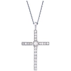 2.25 Carat Diamonds Cross Pendant 18 Karat White Gold Necklace