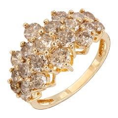 2.25 Carat Fancy Grayish Brown Diamond Prong Yellow Gold Cluster Ring