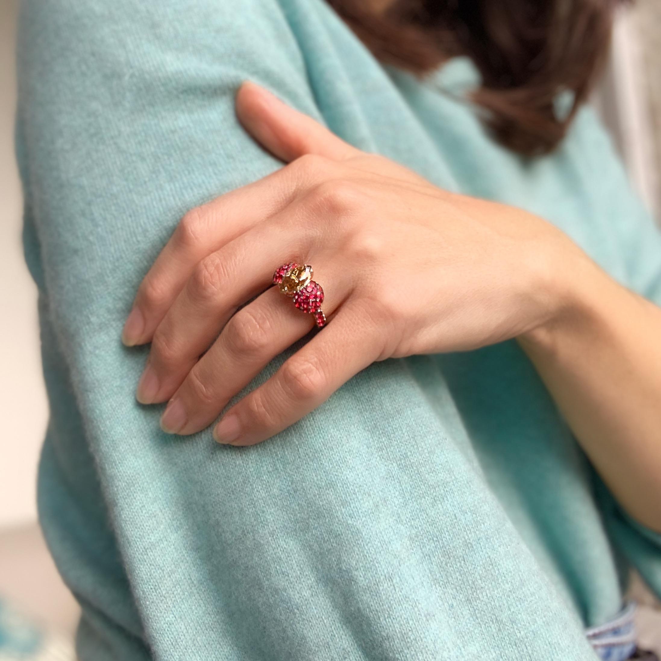 2.25 Carat GIA Certified Fancy Orange Brown Diamond Burmese Red Spinel Ring For Sale 6