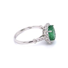 2.25 Carat GIA Emerald and Diamond Gold Ring Estate Fine Jewelry