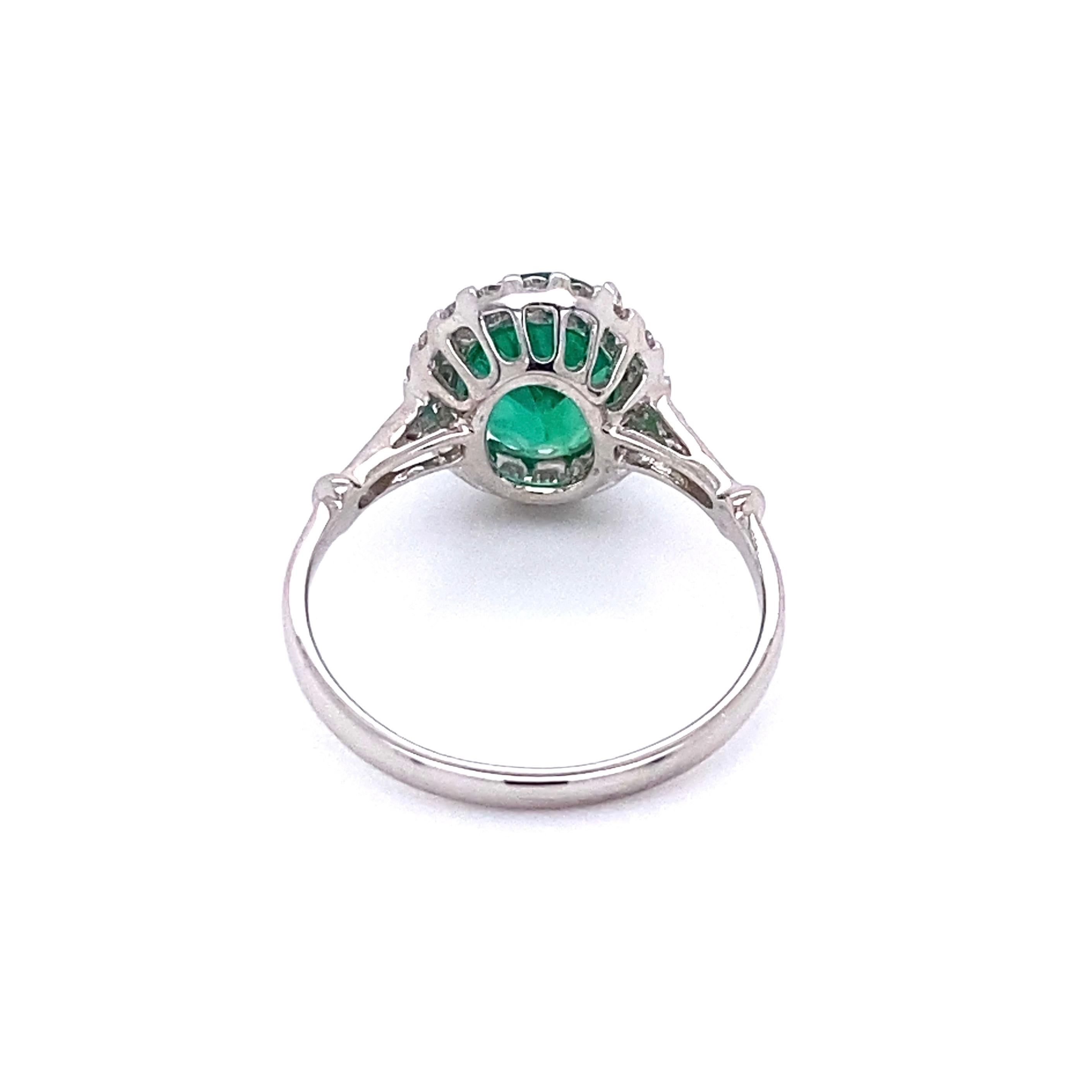 Women's 2.25 Carat GIA Emerald and Diamond Gold Ring Estate Fine Jewelry For Sale