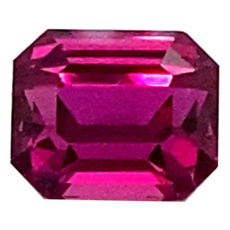 2.25 Carat GRS Certified Octagon Cut Vivid Purple-Red Ruby For Sale