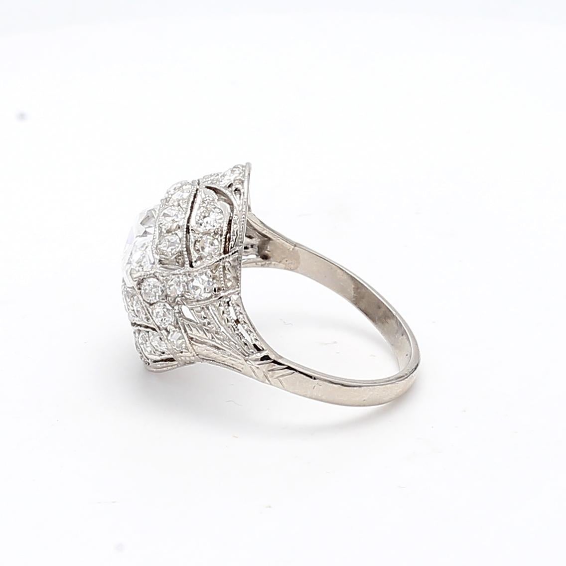 Title:
2.25 Carat Marquis Shape D VS1 and Round Brilliant H SI2 Diamond Platinum Art Deco Ring
Style:
Art Deco
Metal:
Platinum
Gemstone 1:
1.5 Carat Diamond
Number of Stones:
1
Color:
D
Clarity:
VS1
Shape:
Marquis Shape
GIA:
DIAM MQ D VS1 (GIA)