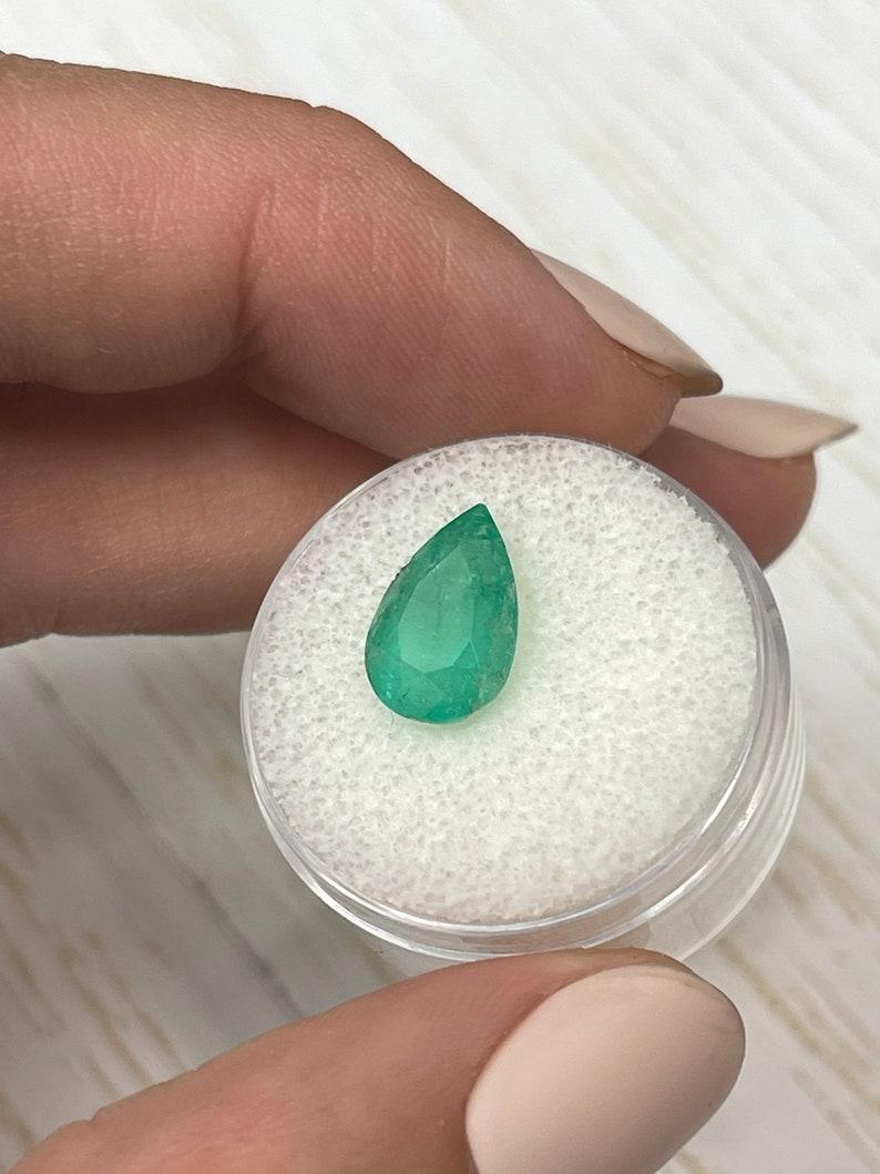 2.25 Carat Mossy Green Colombian Emerald - Pear Cut Teardrop May Birthstone In New Condition For Sale In Jupiter, FL