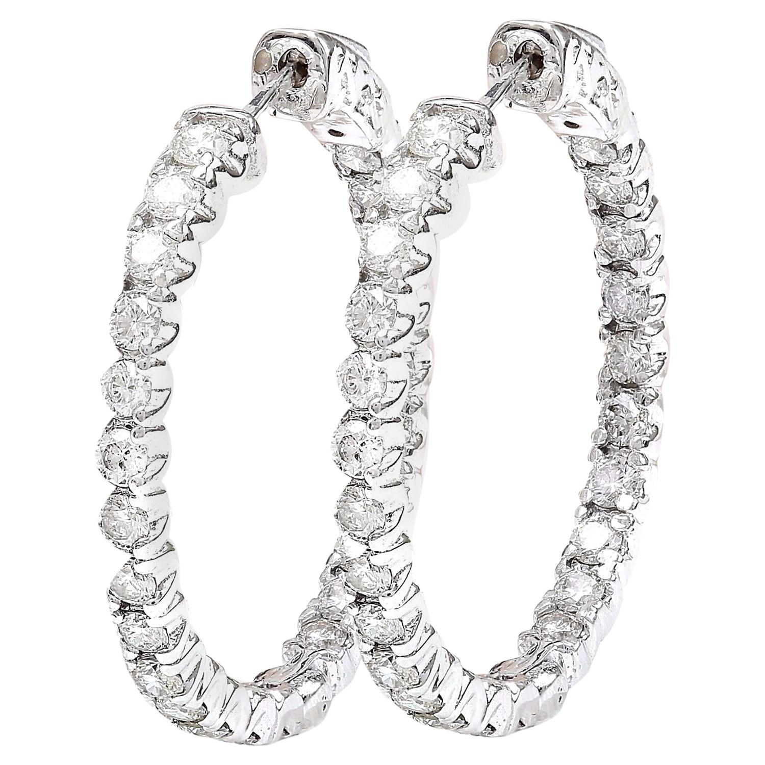 2.25 Carat Natural Diamond 18 Karat Solid White Gold Earrings