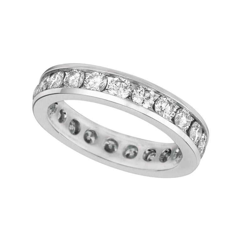 For Sale:  2.25 Carat Natural Diamond Eternity Channel Set Ring Band 14 Karat White Gold