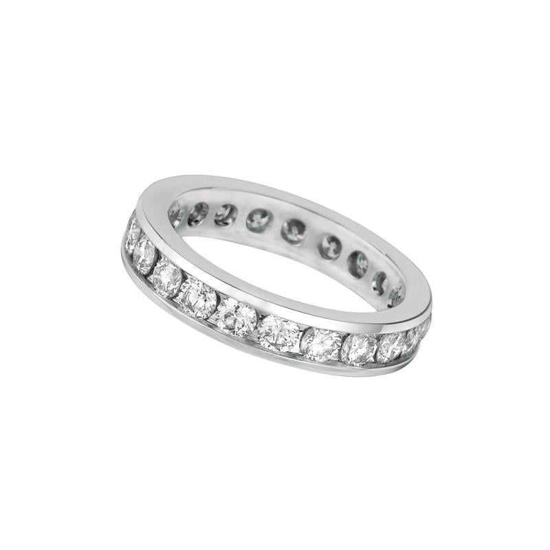 Contemporary 2.25 Carat Natural Diamond Eternity Channel Set Ring Band 14 Karat White Gold For Sale