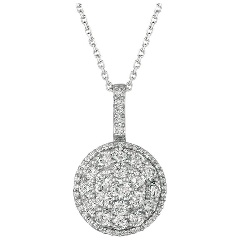 2.25 Carat Natural Diamond Necklace Pendant 14 Karat White Gold G SI For Sale