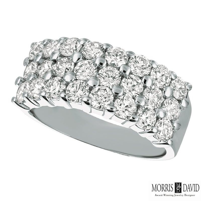 For Sale:  2.25 Carat Natural Diamond Three Rows Ring G SI 14k White Gold 4