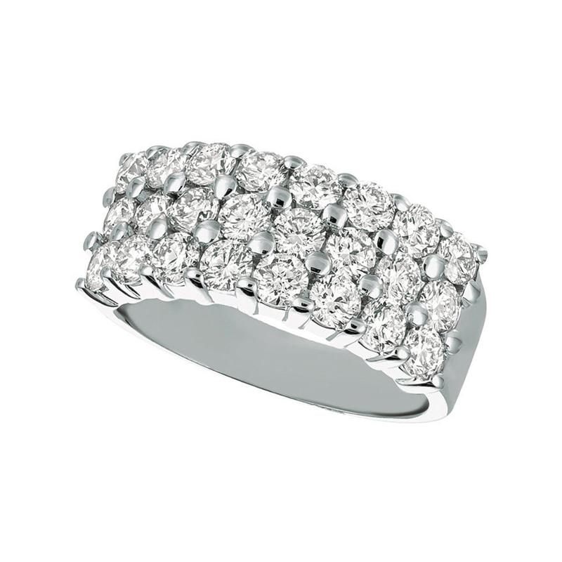 For Sale:  2.25 Carat Natural Diamond Three Rows Ring G SI 14k White Gold