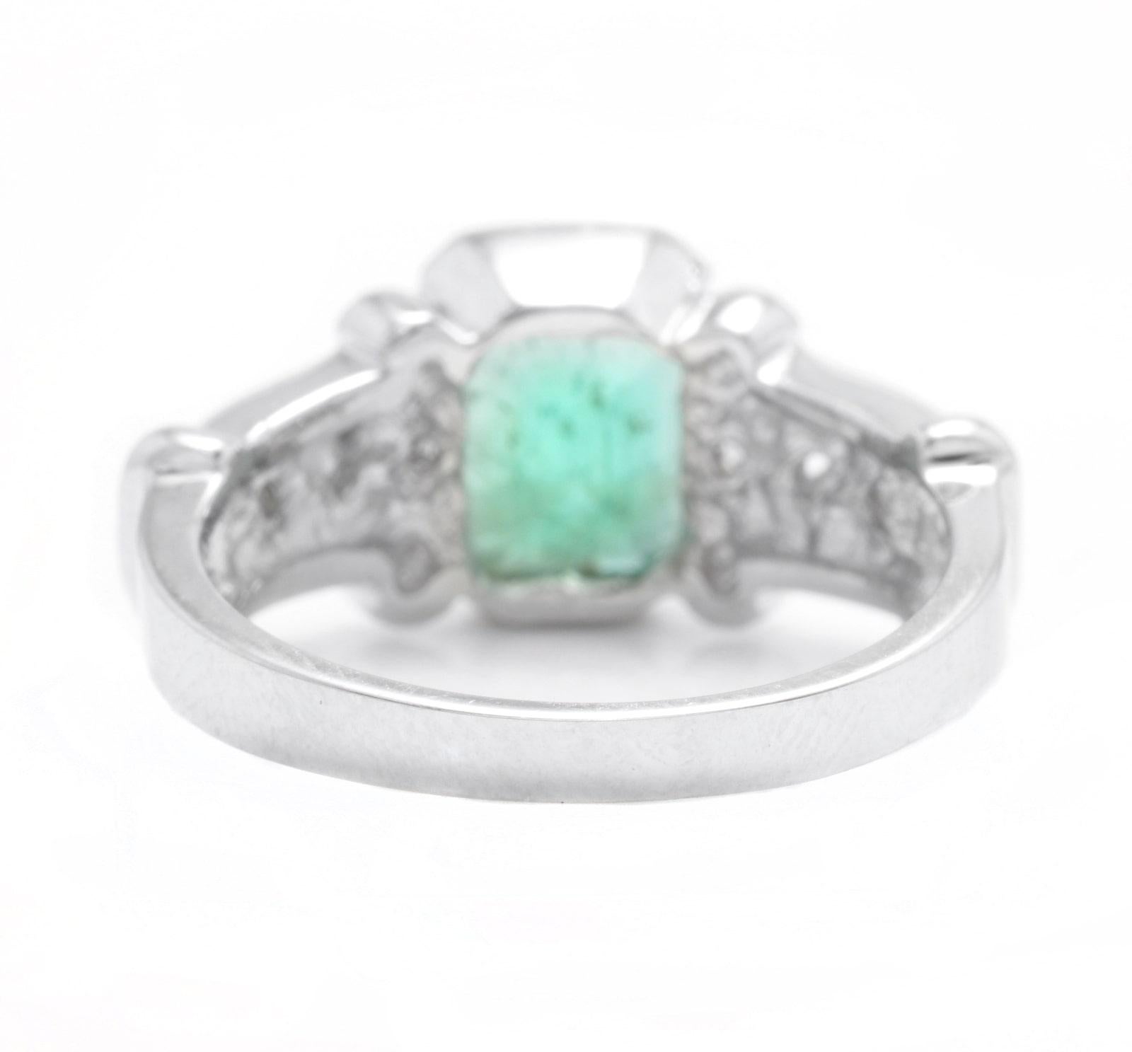 2.25 Carat Natural Emerald and Diamond 14 Karat Solid White Gold Ring In New Condition For Sale In Los Angeles, CA