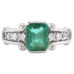 2.25 Carat Natural Emerald and Diamond 14 Karat Solid White Gold Ring