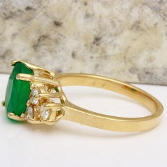 Esmeralda natural de 2,25 quilates y diamante Anillo de oro amarillo macizo de 14 quilates