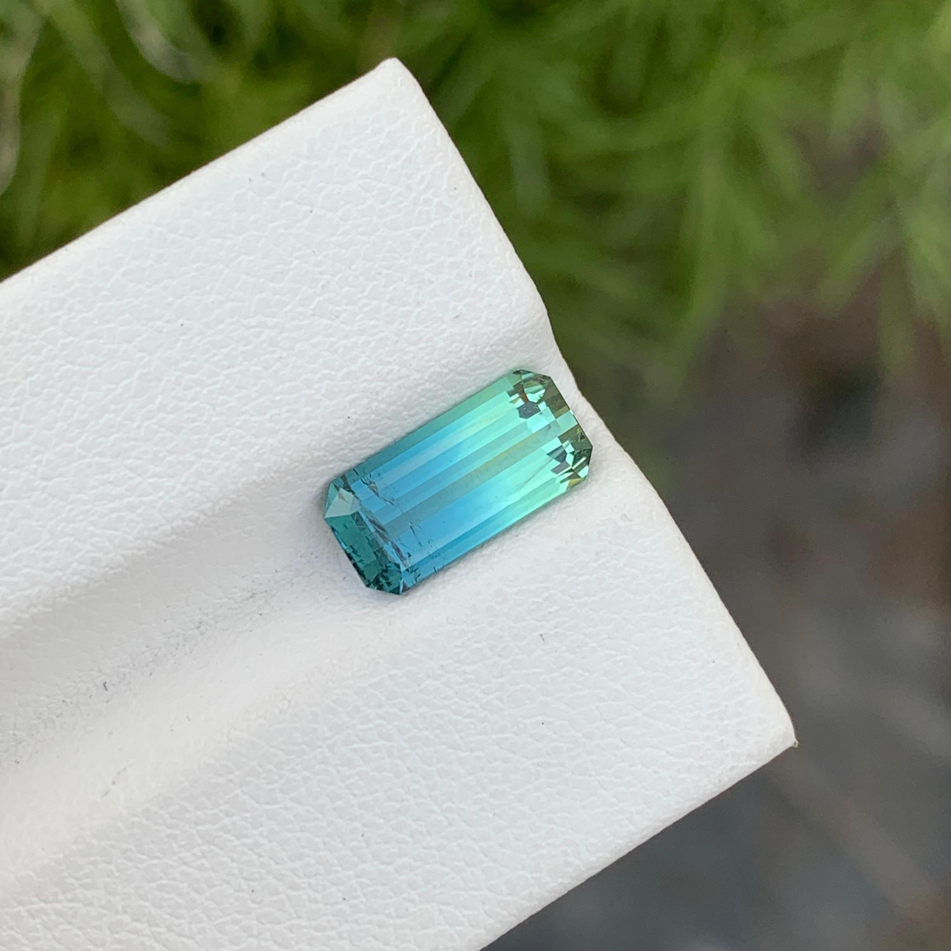2.25 Carat Natural Loose Bi Colour Tourmaline Emerald Shape Gem For Ring  For Sale 5